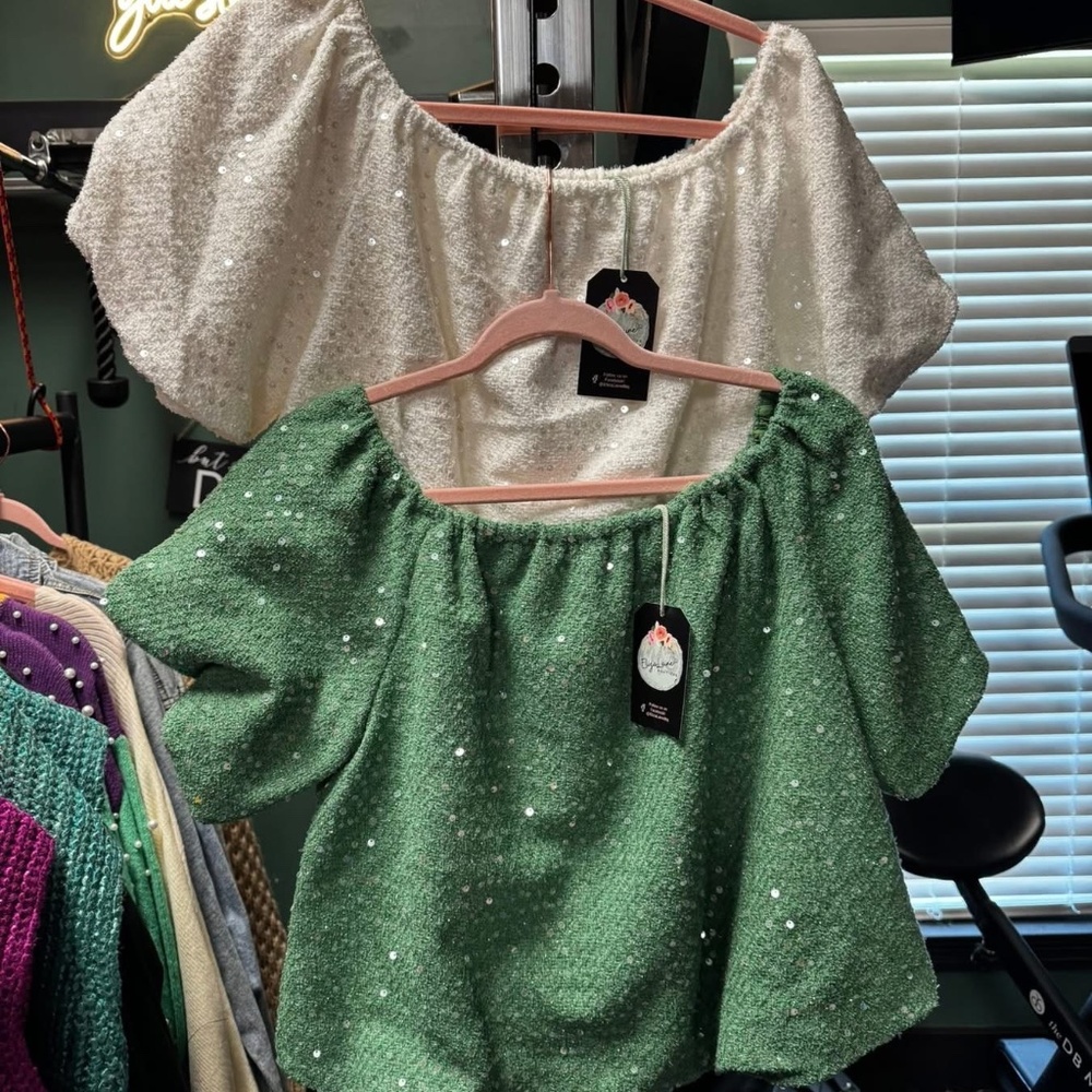 Carol Christian Sequin Cropped top